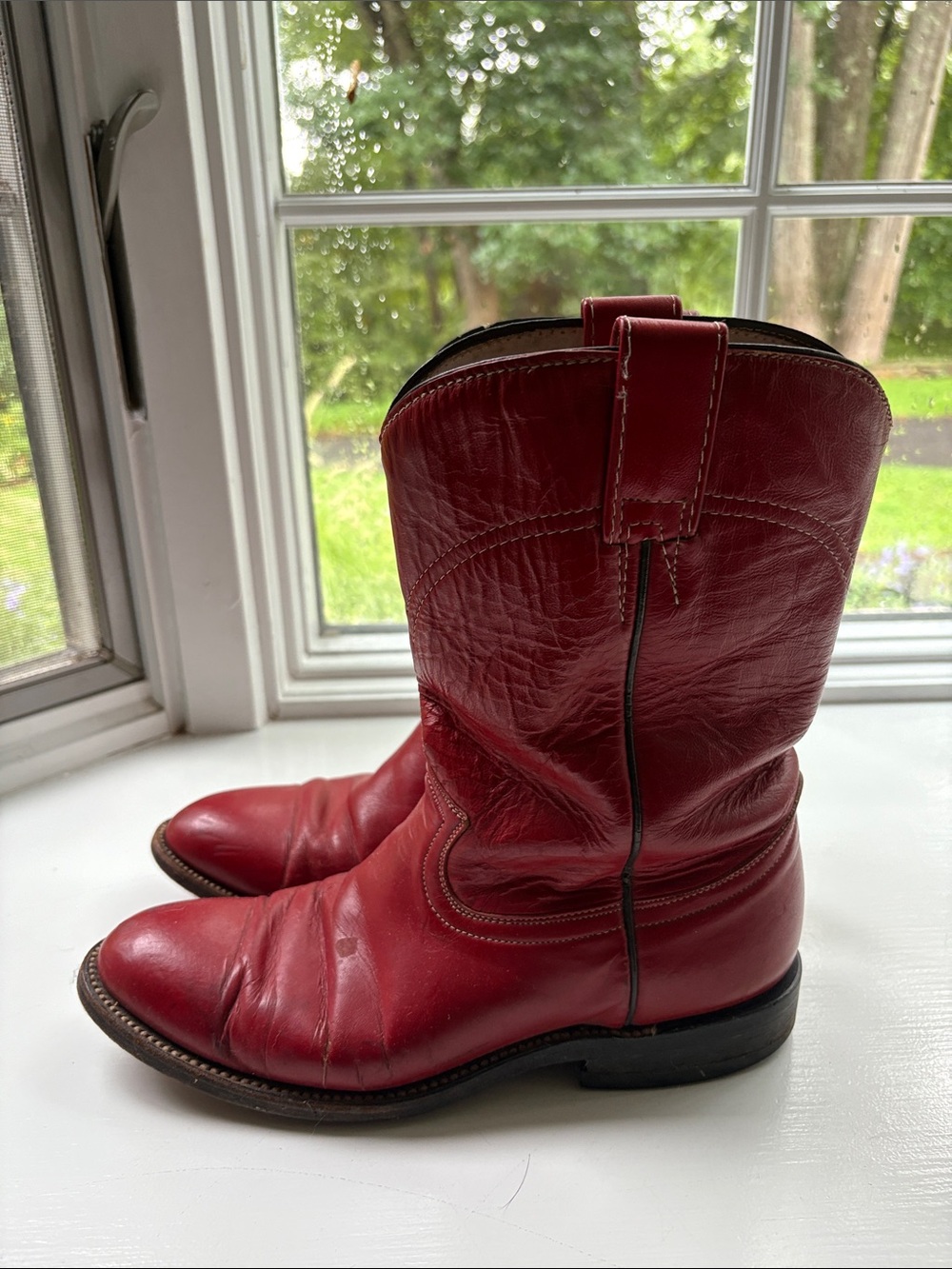 WOMENS Red Leather Western Boots Cowboy Style by COWTOWN Made in Mexico